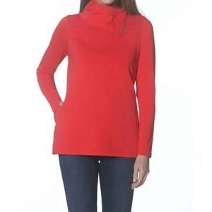 NEW E.L.I. pima cowl zip top in red